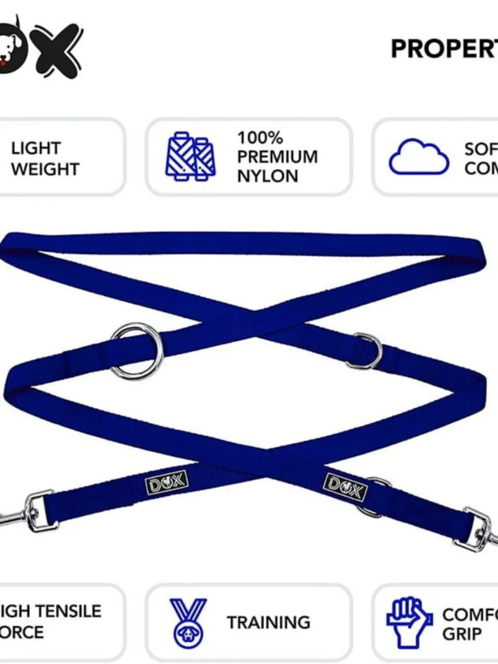 Ddoxx Nylon Dog Leash 3-Way Adjustable 66 Ft for Large Small Dogs